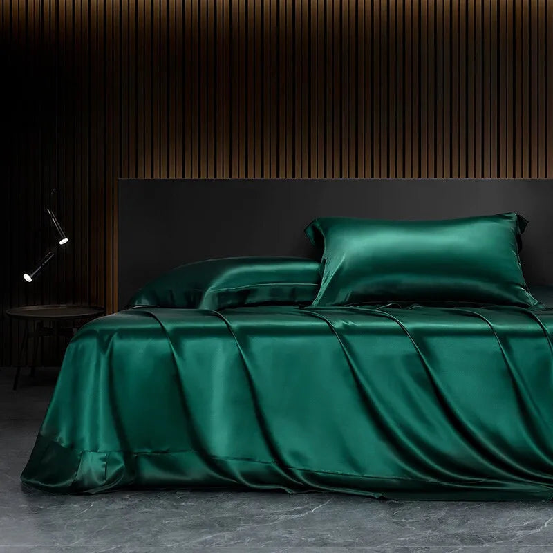 Champagne Luxe Satin Bedding Set - Double / Flat Sheet / Brown