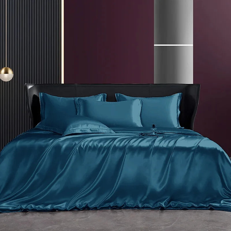 Champagne Luxe Satin Bedding Set - Double / Flat Sheet / Gold
