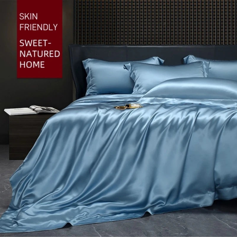 Champagne Luxe Satin Bedding Set - Double / Flat Sheet / green