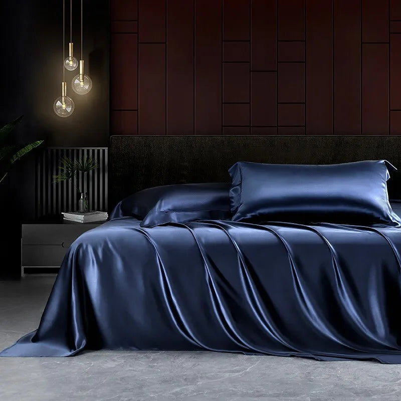 Champagne Luxe Satin Bedding Set - Double / Flat Sheet / Orange