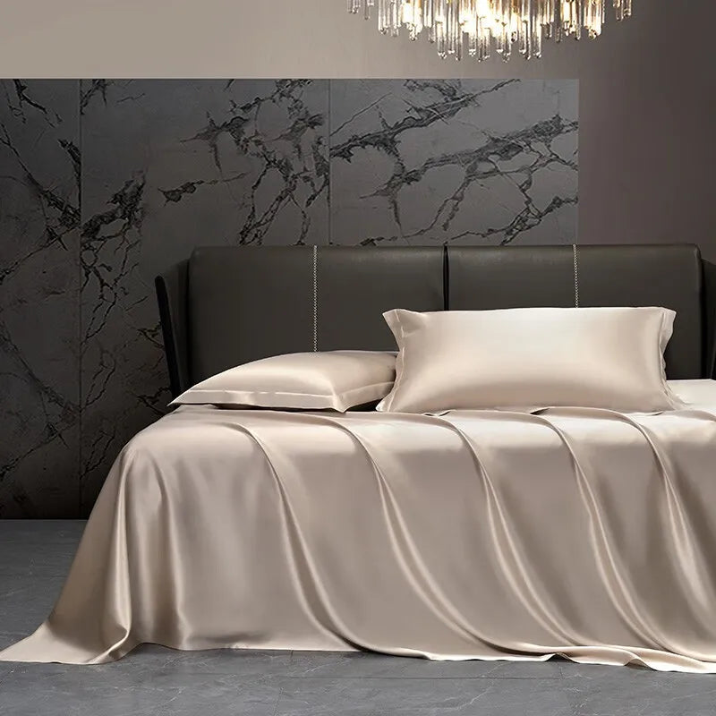 Champagne Luxe Satin Bedding Set - Double / Flat Sheet / Pink