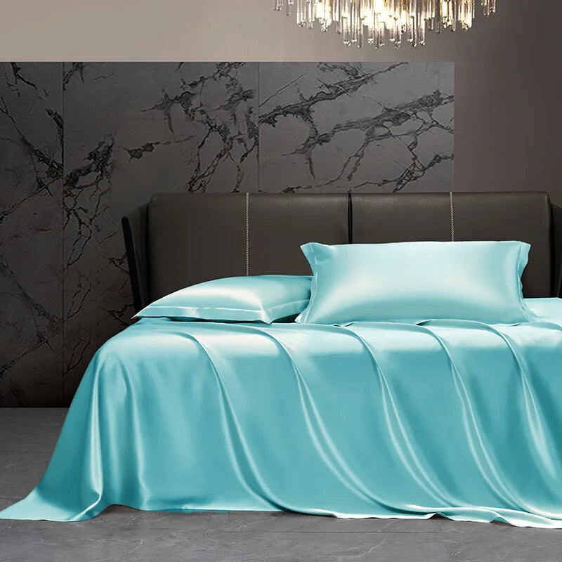 Champagne Luxe Satin Bedding Set - Double / Flat Sheet / PURPLE