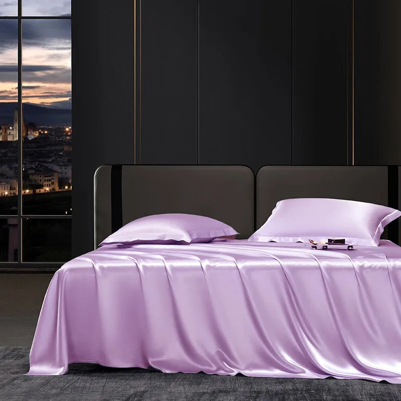 Champagne Luxe Satin Bedding Set - Double / Flat Sheet / Red
