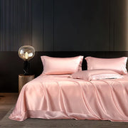 Champagne Luxe Satin Bedding Set - SuperKing / Flat Sheet / black