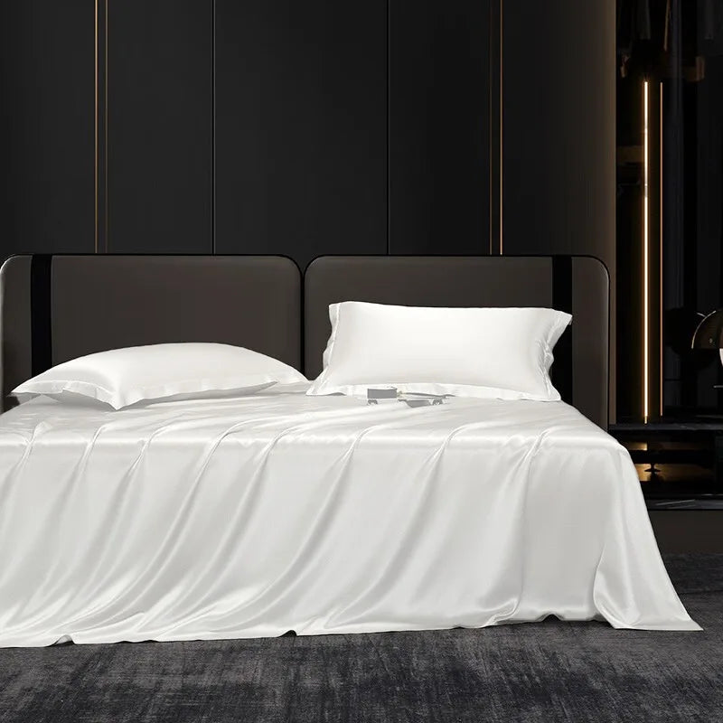 Champagne Luxe Satin Bedding Set - SuperKing / Flat Sheet / Blue