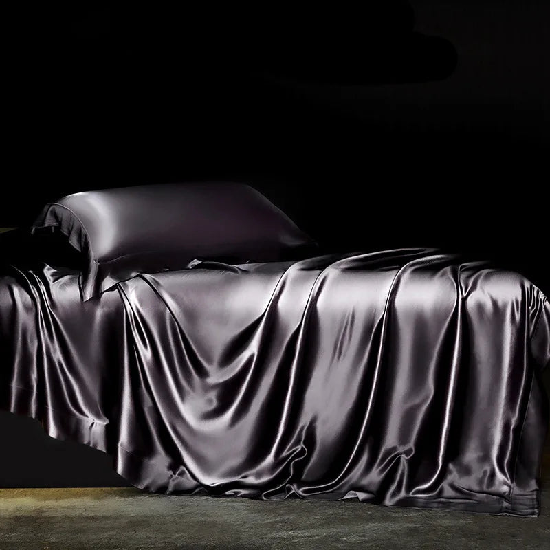 Champagne Luxe Satin Bedding Set - SuperKing / Flat Sheet / Ivory