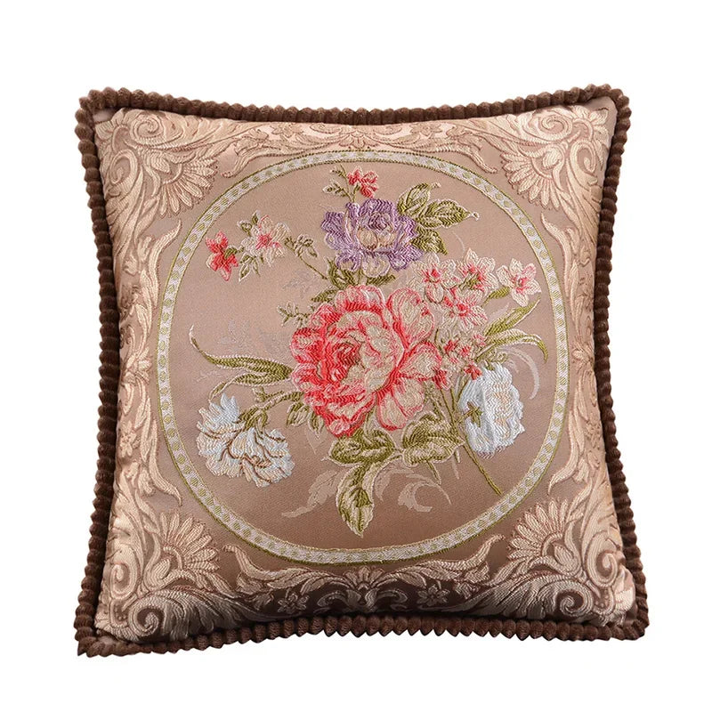 Clover Chenille Botanical Cushion Cover - 48 x 48cm Cover Only / Bellagio Luxe