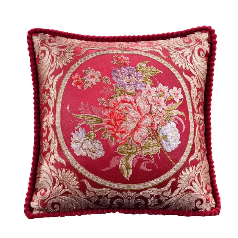 Clover Chenille Botanical Cushion Cover - 48 x 48cm Cover Only / Magnolia Luxe