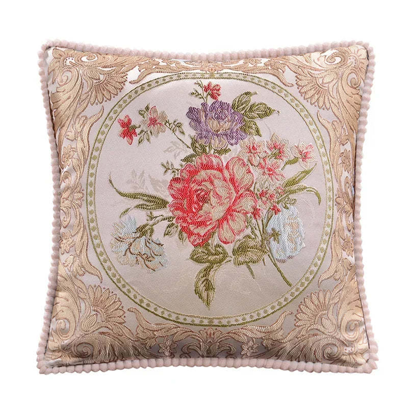 Clover Chenille Botanical Cushion Cover - 48 x 48cm Cover Only / Rivage Maison