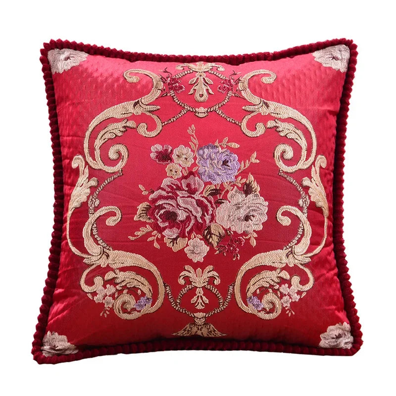 Clover Chenille Botanical Cushion Cover - 48 x 48cm Cover Only / Roselle Aster