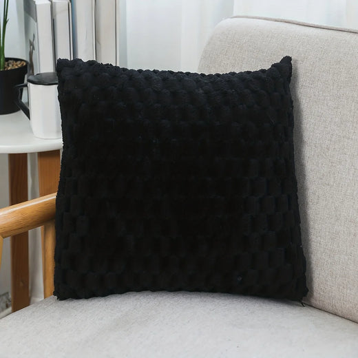 Cocoon Faux Fur Cushion Cover - 43 x 43cm Cover Only / Black