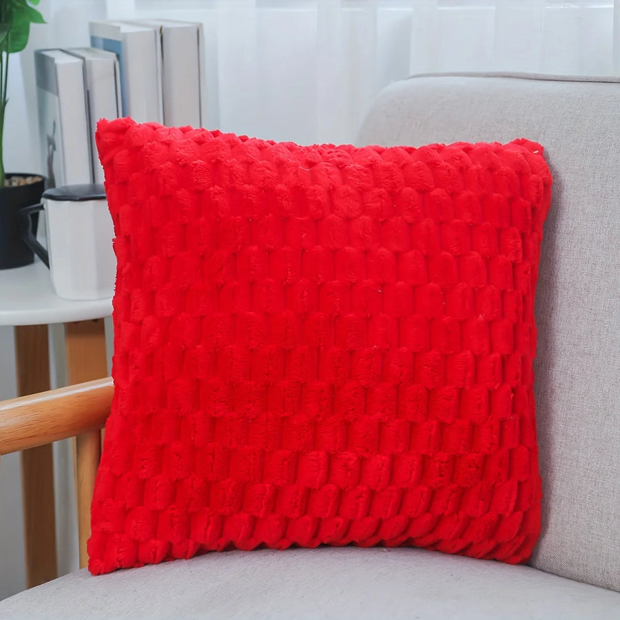 Cocoon Faux Fur Cushion Cover - 43 x 43cm Cover Only / Red