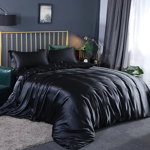 Contour Microfibre Duvet Cover Set - UK Single / Black