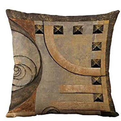 Cotswold Linen Geometric Cushion Cover - 40 x 40cm Cover Only / Mariner Ciel