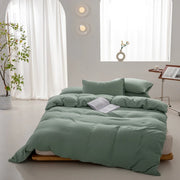 Eden Cotton Duvet Cover Set - UK Single / Green