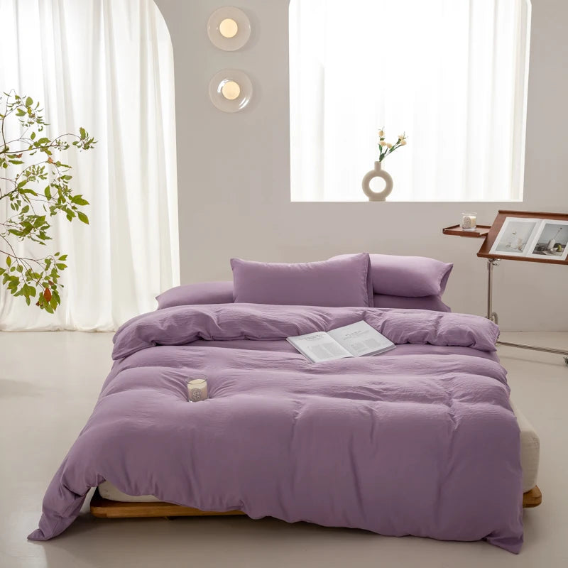 Eden Cotton Duvet Cover Set - UK Single / Purple