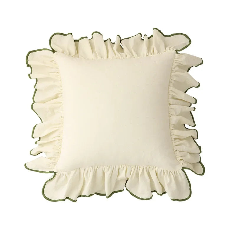 Eden Cotton Ruffle Cushion Cover - Beige