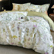 Elowen 600TC Egyptian Cotton Knit Duvet Cover Set - UK Double / Bellora / Flat Sheet Style