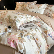 Elowen 600TC Egyptian Cotton Knit Duvet Cover Set - UK Double / Brown / Flat Sheet Style