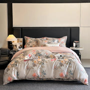 Elowen 600TC Egyptian Cotton Knit Duvet Cover Set - UK Double / Gold / Flat Sheet Style
