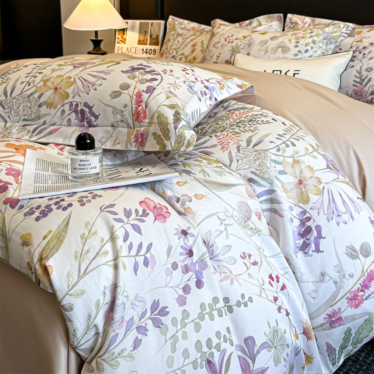 Elowen 600TC Egyptian Cotton Knit Duvet Cover Set - UK Double / Pink / Flat Sheet Style