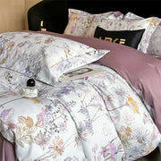 Elowen 600TC Egyptian Cotton Knit Duvet Cover Set - UK Double / Red / Flat Sheet Style