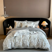 Elowen 600TC Egyptian Cotton Knit Duvet Cover Set - UK Double / Silver / Flat Sheet Style