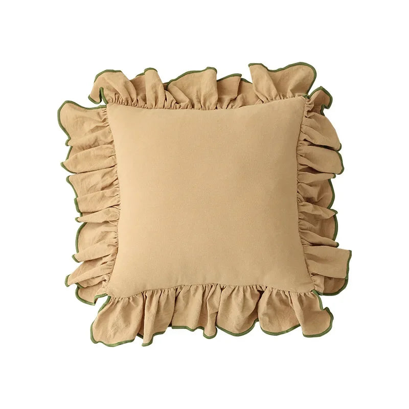 Henley Cotton Ruffle Cushion Cover - Burgundy