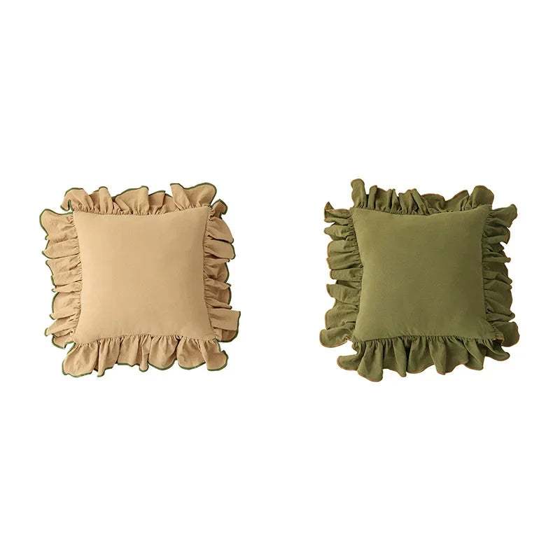 Henley Cotton Ruffle Cushion Cover - Light Black