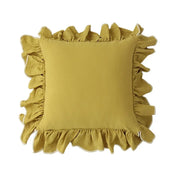 Henley Cotton Ruffle Cushion Cover - Yellow