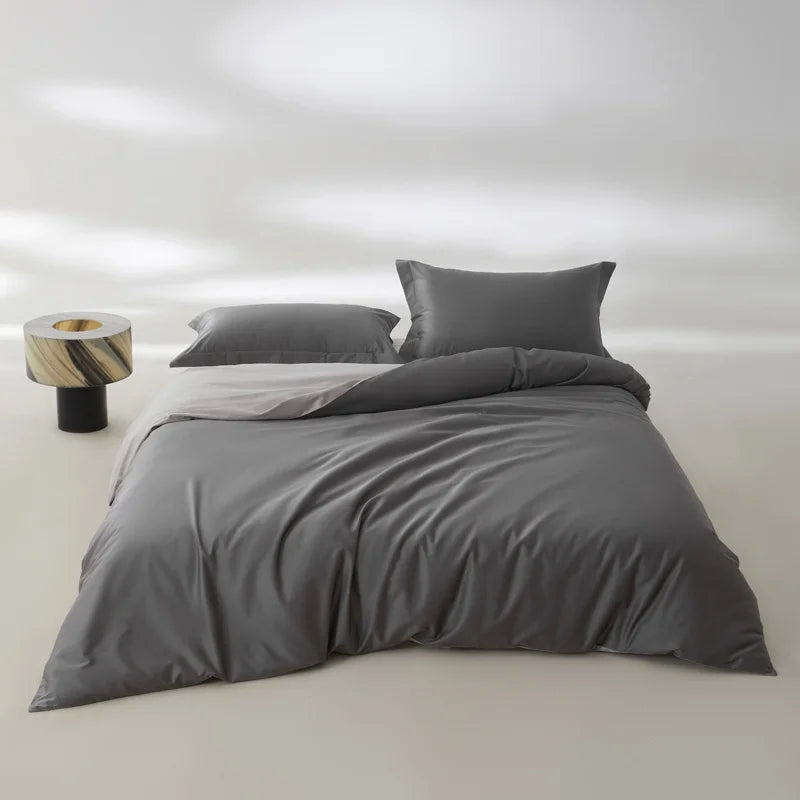 Huxley 800TC Egyptian Cotton Knit Duvet Cover Set - UK Single / Black
