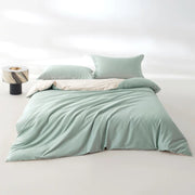 Huxley 800TC Egyptian Cotton Knit Duvet Cover Set - UK Single / Green Yellow