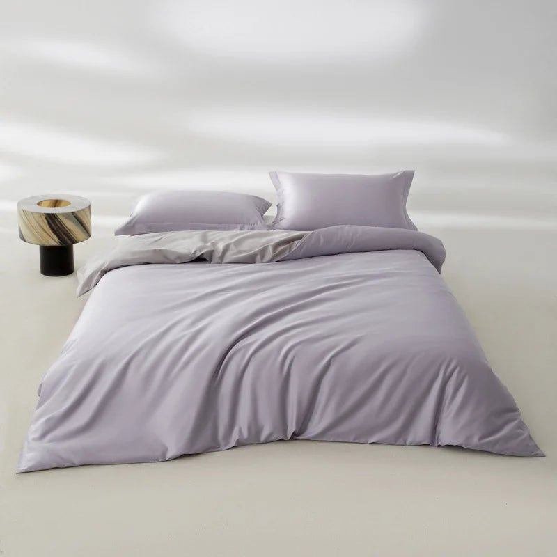 Huxley 800TC Egyptian Cotton Knit Duvet Cover Set - UK Single / Purple Gray