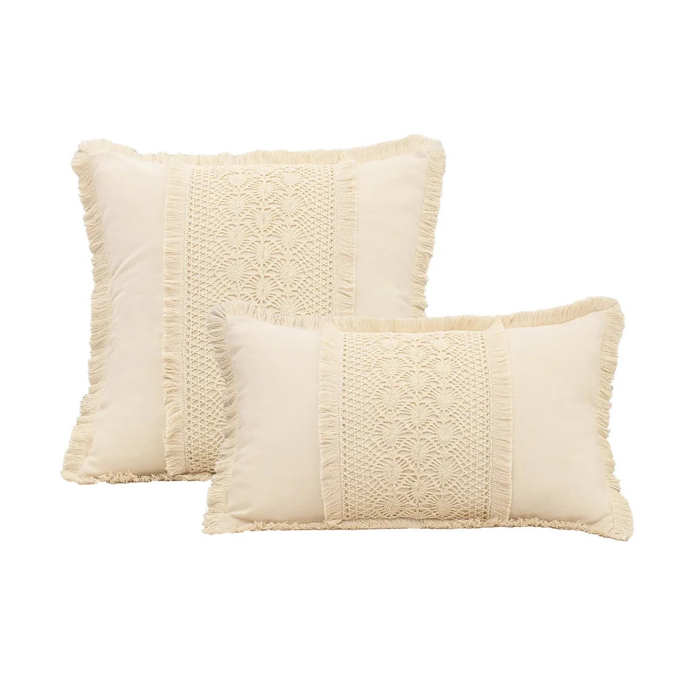 Huxley Cotton-Linen Tassel Cushion Cover - 30 x 50cm Cover Only / Beige