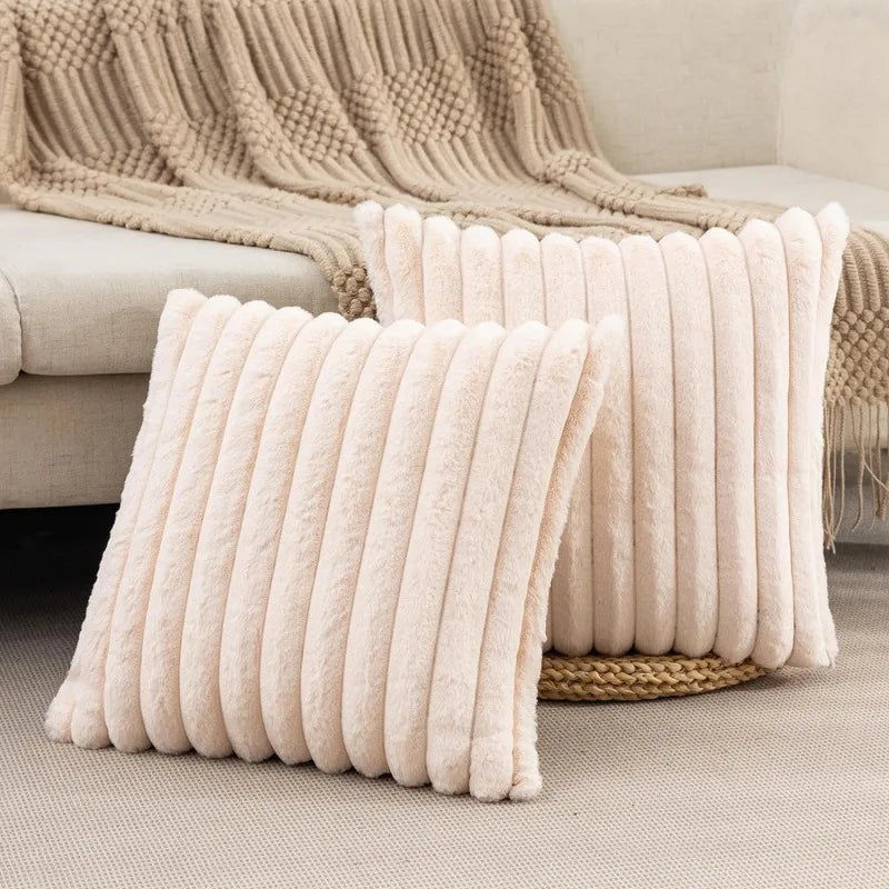 Isola Faux Fur Stripe Cushion Cover - Brighton