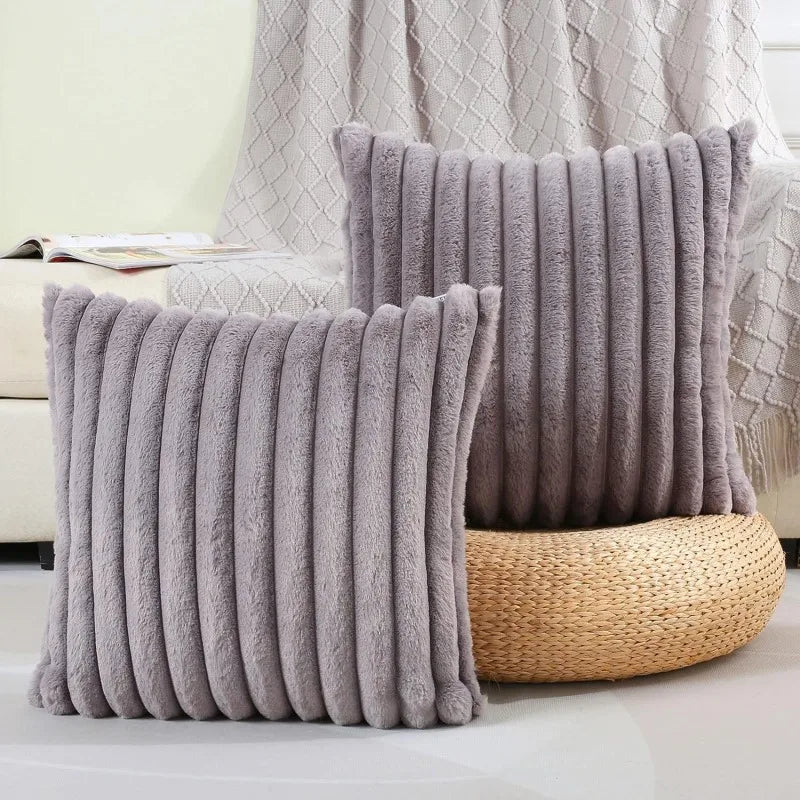 Isola Faux Fur Stripe Cushion Cover - Cove
