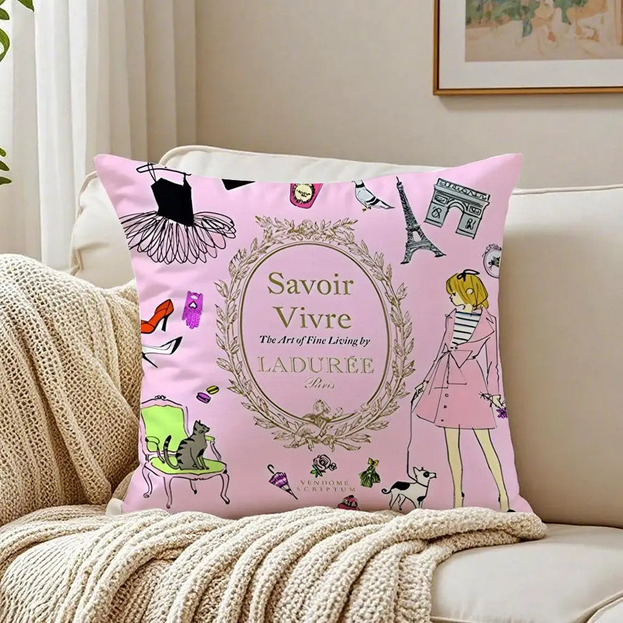 Laduree Art Cushion Cover - 40 x 40cm Cover Only / Red