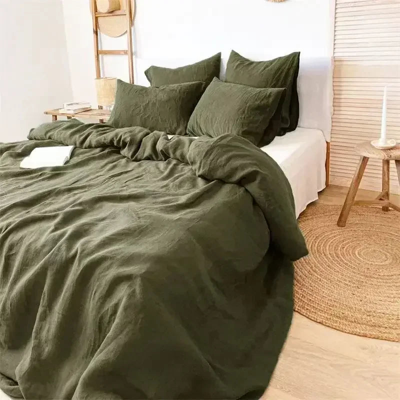 Linden French Linen Check Duvet Cover Set - UK Double / Camden