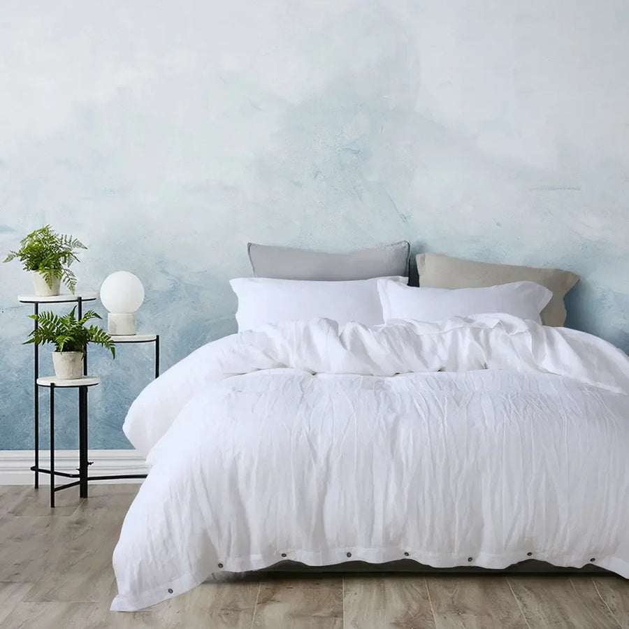 Linden French Linen Check Duvet Cover Set - UK Double / Camden