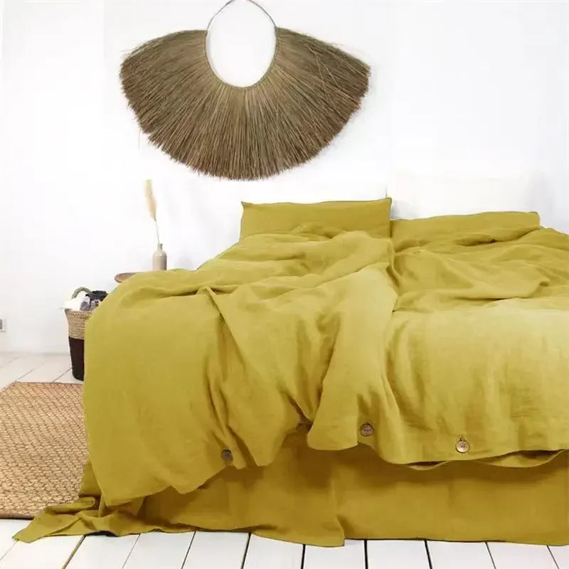 Linden French Linen Check Duvet Cover Set - UK Double / Harrow
