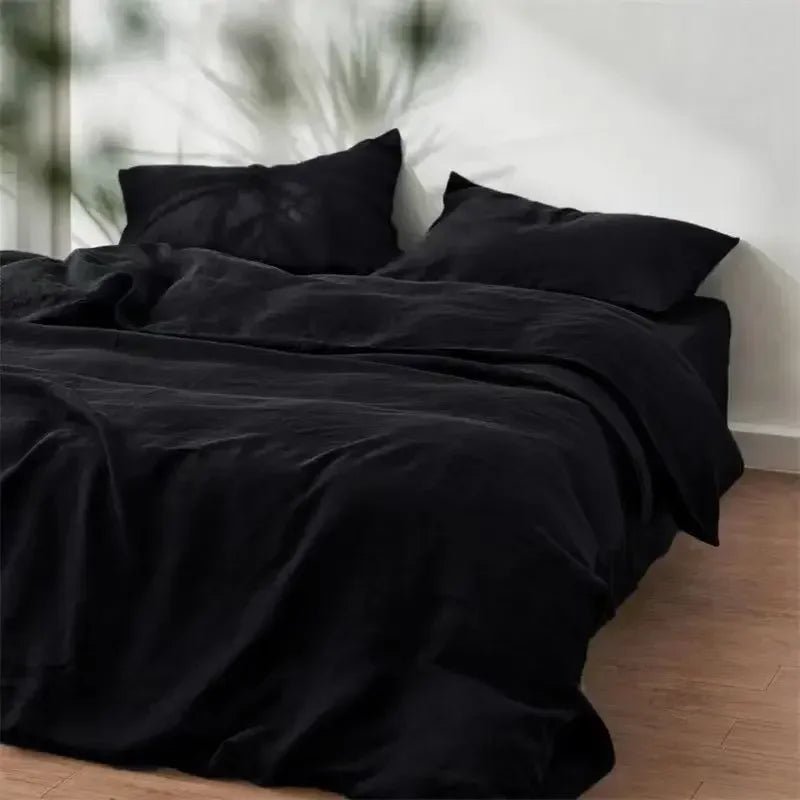 Linden French Linen Check Duvet Cover Set - UK Double / Langley