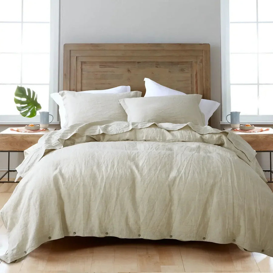 Linden French Linen Check Duvet Cover Set - UK Double / Meridian Orsay