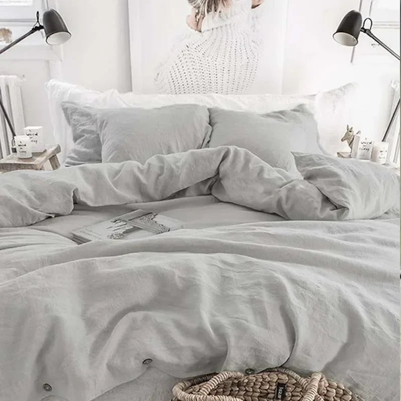 Linden French Linen Check Duvet Cover Set - UK Double / Tartan