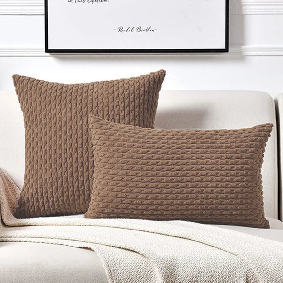 Lucca Soft-Touch Cushion Cover - 40 x 40cm Cover Only / Brown