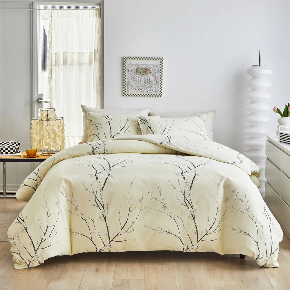 Marigold Microfibre Botanical Duvet Cover Set - UK Single / Bellagio Rive