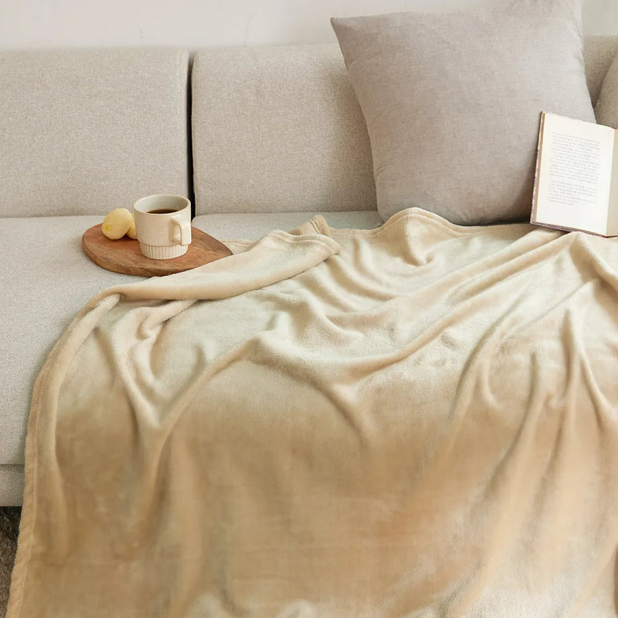 Mariner Plush Fleece Embroidered Throw - 100 x 150cm / Orange