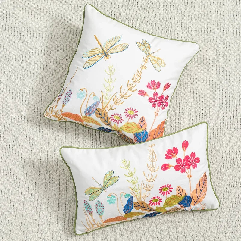 Meadow Chenille Botanical Cushion Cover - 30 x 50cm Cover Only / Lumiere Maison