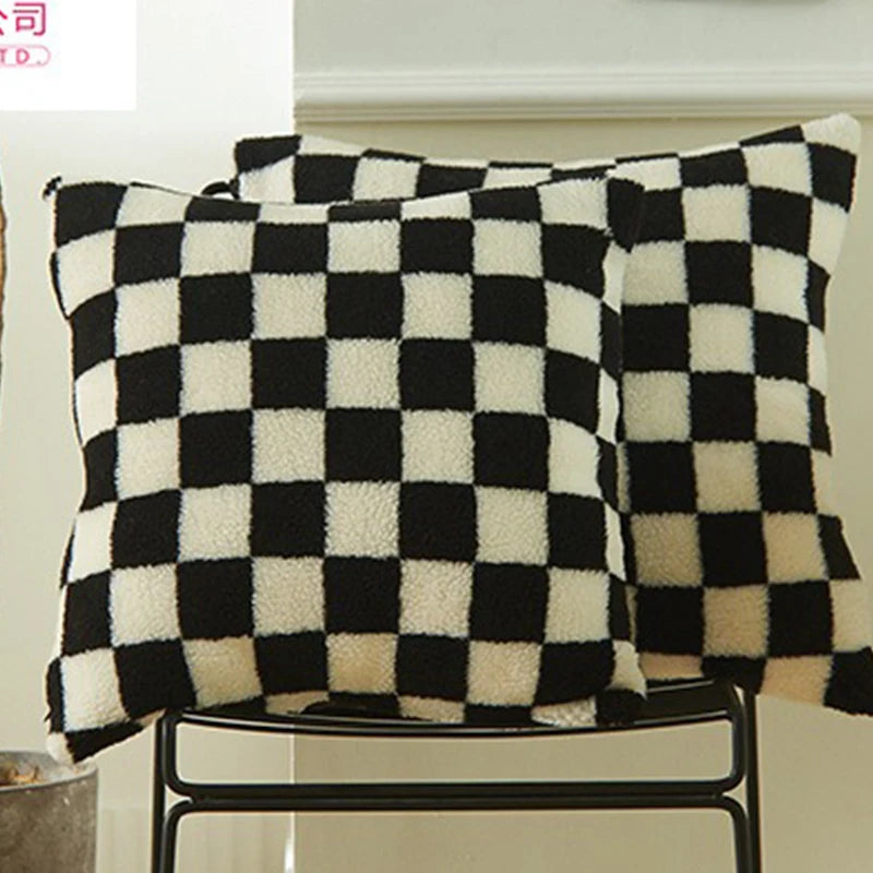 Meribel Faux Fur Check Cushion Cover - 30 x 50cm Cover Only / Belgravia Somerset