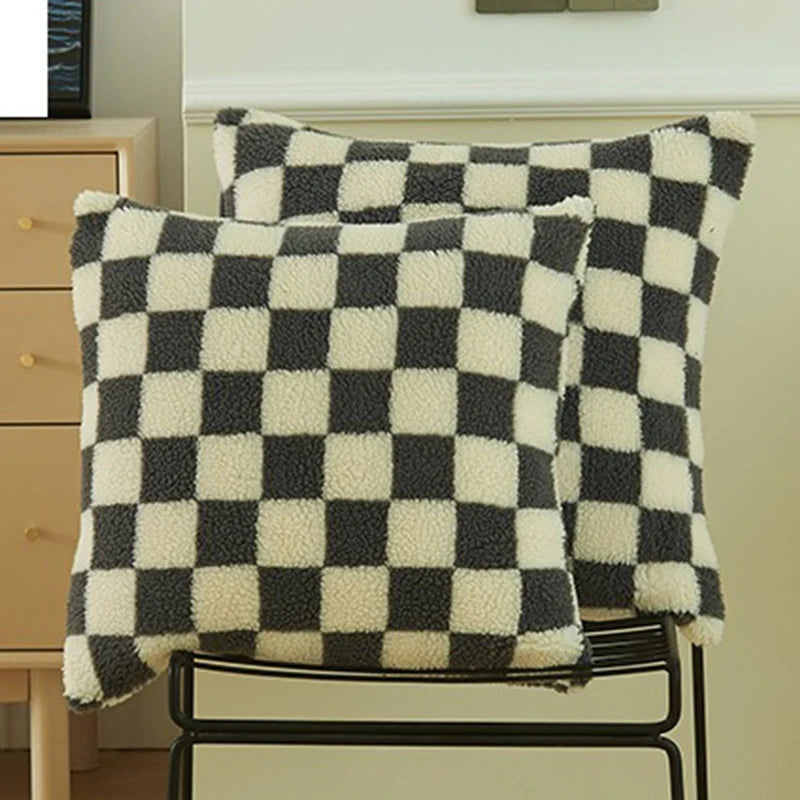 Meribel Faux Fur Check Cushion Cover - 30 x 50cm Cover Only / Ravenna Vale