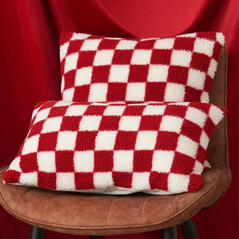 Meribel Faux Fur Check Cushion Cover - 30 x 50cm Cover Only / Valette Westbourne